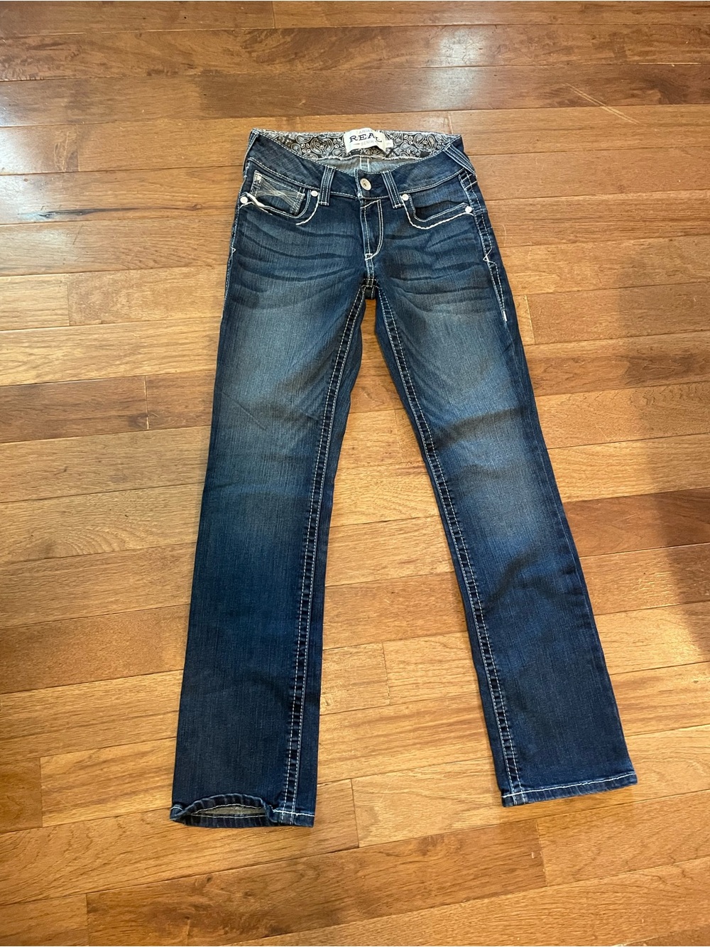 Rebellious Flower Dark Blue Women's Slim Straight Jeans 27S